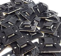 1" Cable Wire Zip Ties Mounts Self ADHESIVE Clips Base Nylon Premium Grade Strength Mounting Base(30 x 30) Rectangle Plastic Securing Cable and Cable Bundles to a Surface (200, Black)