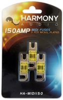 Harmony Audio HA-MIDI150 Car Stereo Fuseholder 3 Pack 150 Amp MIDI Fuses - Nickel Plated
