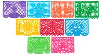 Paper Full of Wishes Festival Mexicano Large Plastic Papel Picado Banner, 9 Multi-Colored Panels 15 feet Long