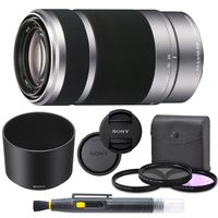 Sony E 55-210mm f/4.5-6.3 OSS Lens (Silver) for Sony E-Mount Cameras Bundle. Includes: Filter Kit, Cleaning Pen, Front and Rear Lens Caps and Original Sony Lens Hood - International Version