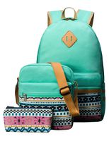 H HIKKER-LINK School Backpack Set Bookbag Shoulder Bag Pencil Case Water Blue