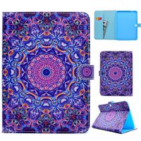 Ostop Compatible with Samsung Galaxy Tab 4 10.1(SM-T530/T531) Tablet Case,Premium Stand Folio Case Slim Wallet PU Leather Smart Cover with Auto Sleep/Wake,Blue Purple Mandala Flowers