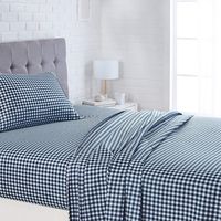 AmazonBasics Lightweight Super Soft Easy Care Microfiber Sheet Set with 16" Deep Pockets - Twin, Gingham Plaid