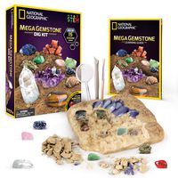 NATIONAL GEOGRAPHIC Mega Gemstone Dig Kit - Excavate 15 Real Gems Including Amethyst, Tiger's Eye & Rose Quartz - Great STEM Science Gift for Mineralogy and Geology Enthusiasts of any Age