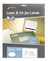 MACO Laser/Ink Jet Glossy White Multi-Purpose Labels, 1-1/2 x 2-1/2 Inches - Oval, 18 Per Sheet, 180 Per Pack (ML-1810G)