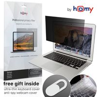 Homy Privacy Screen for MacBook Air 13 inch 2017 or Earlier + Storage Folder for Protector + Keyboard Cover Ultra-Thin TPU Skin + Web Camera Sliding Cover/Easy On-Off Anti Spy Filter for A1369, A1466