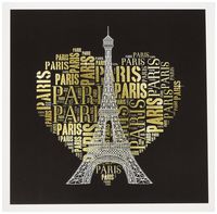 Eiffel Tower with golden heart as word cloud design - Greeting Cards, 6 x 6 inches, set of 12 (gc_217237_2)