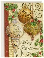 Punch Studio Gold Christmas Ornaments Dimensional Holiday Greeting Cards - Set of 12 (50359)