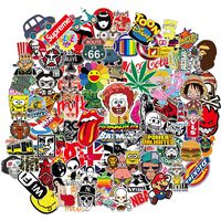 Sticker 100 Pcs Vinyl Waterproof Stickers Laptop Luggage Stickers Skateboard Guitar Travel Case Graffiti Sticker Door Car Motorcycle Bicycle Stickers Teens Adults Girls Boys (100 pcs)