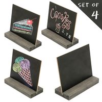 MyGift 5 X 6 Inch Mini Tabletop Chalkboard Signs with Rustic Brown Wood Base Stands, Set of 4