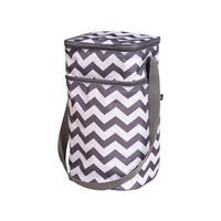 J.L. Childress 6 Bottle Cooler, Insulated Breastmilk Cooler & Lunch Bag for Baby Food & Bottles, Leak-Proof & Heat-Sealed, Ice Pack Included, Grey Chevron