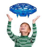 Hand Operated Drone, UFO Flying Ball Toys for Kids and Adults, Boxgear Motion Hand-Controlled Suspension Helicopter Toy, 360°Rotating and Flashing LED Lights, Handsfree, Blue