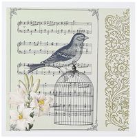 3dRose Musical Bird on Bird Cage with Lilies- Vintage Art - Greeting Cards, 6 x 6 inches, set of 12 (gc_79216_2)