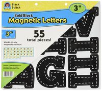 Teacher Created Resources Black Stitch Bold Block 3" Magnetic Letters