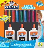 Elmer's Glue Deluxe Slime Starter Kit, Clear School Glue & Glitter Glue Pens, 12 Count