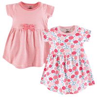 Touched by Nature Girls, Toddler, and Baby Organic Cotton Short-Sleeve Dresses, Rosebud, 5 Toddler