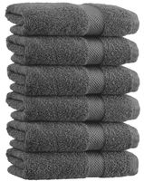 White Classic Luxury Hand Towels | Cotton Hotel spa Bathroom Towel | 16x30 | 6 Pack | Grey