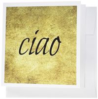 3dRose Ciao Black lettering Greeting Cards, 6" x 6", Set of 12 (gc_213287_2)