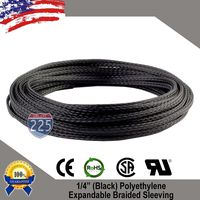225FWY 5 FT 1/4" 6mm Black Expandable Wire Cable Sleeving Sheathing Braided Loom Tubing US