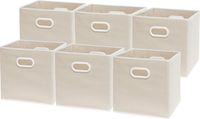 6 Pack - SimpleHouseware Foldable Cube Storage Bin with Handle, Beige (12-Inch Cube)