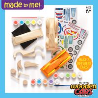 Made By Me Build & Paint Your Own Wooden Cars by Horizon Group Usa, DIY Wood Craft Kit, Easy To Assemble & Paint 3 Race Cars, Multicolored