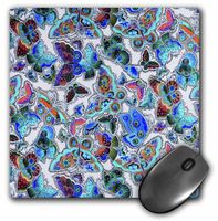 3dRose LLC 8 x 8 x 0.25 Inches Trendy Paisley Butterflies on White Mouse Pad (mp_60722_1)