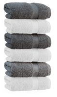 White Classic Luxury Hand Towels | Cotton Hotel spa Bathroom Towel | 16x30 | 6 Pack | 3-Grey /3-White