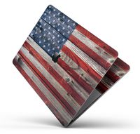 Wood Pattern Design Skinz Premium Full-Body Cover Wrap Decal Skin-Kit for The Apple MacBook 13" Pro with CD Drive (A1278) - Wooden Grungy American Flag