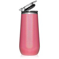 BrüMate 12oz Insulated Champagne Flute With Flip-Top Lid - Made With Vacuum Insulated Stainless Steel (Glitter Pink)
