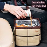 Creathing Lab Car Trash Bag Hanging | Waterproof Auto Garbage Can (Medium, Beige)