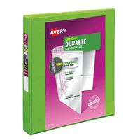 Avery Durable View Binder, 1" Slant Rings, 220-Sheet Capacity, DuraHinge, Green (17832)