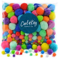 Carl & Kay [360 pcs] Assorted Size Pom Poms | Jumbo Pom Poms | Craft Pom Poms Assorted Sizes | Big Pompoms for Crafts | Assorted Pom Poms Craft | Large Pom Poms | 1.5 Inch Pom Poms