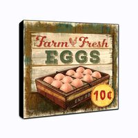 LACOFFIO Farm Fresh Eggs Wall Art Décor Plaque 6" x 6" Housewarming Gift Idea