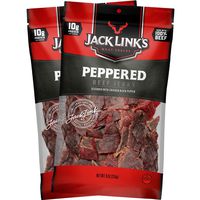 Jack Link's Beef Jerky, Peppered, (2) 9 oz. Bags - Flavorful Everyday Snack with a Pepper Kick, 10g of Protein and 80 Calories, Made with 100% Premium Beef - 96% Fat Free, No Added MSG