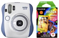 Fujifilm Instax Mini 26 + Rainbow Film Bundle - Blue/White