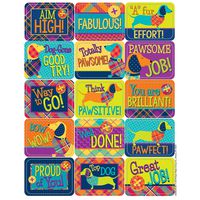 Eureka Plaid Multicolor Dog Themed Motivational Stickers for Kids, 120pcs, 1.5'' x 1''