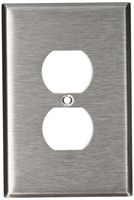 Leviton 84103 1-Gang Duplex Device Receptacle Wallplate, Oversized, Device Mount, Stainless Steel