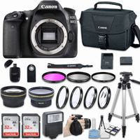 Canon EOS 80D DSLR Camera (Body Only) with Bundle - Includes 58mm HD Wide Angle Lens + 2.2X Telephoto + 2Pcs 32GB Sandisk SD Memory + Filter & Macro Kit & More Accessories