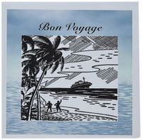 3dRose Print of Retro Bon Voyage on Water Background - Greeting Cards, 6 x 6", Set of 6 (gc_212884_1)