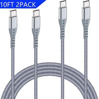 XnewCable 10FT 2PACK Type C to C 2.0 Cable for USB Type-C Devices Compatible with Samsung Galaxy Note 8 S8 S8+ S9,Google Pixel, Nexus 6P, Huawei Matebook GrPro Hero7(Gray)