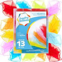 Juggling Scarves (13 Pack), Play Scarves for Kids (7 Vibrant Colors), Dancing Scarves for Music and Movement, Fun Juggling Scarves for Kids, Toddlers and Children, Cool Rainbow Scarves Dance Props