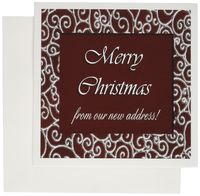 3dRose Merry Christmas from our new address, Red and Silver Design - Greeting Cards, 6 x 6 inches, set of 6 (gc_34231_1)