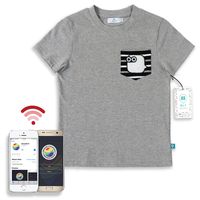 B'zT Washable Tracking Device Sensor Pre-Embedded T-Shirt in Cotton, Bio-Degradable Encasing, Free App Works with Smartphone to Track up to 5 Children Perfect for Travel & Playground.(M, Grey Melange)