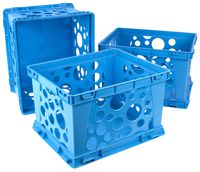 Storex Mini Crate, 9 x 7.75 x 6 Inches, School Blue, Case of 3 (61490U03C)