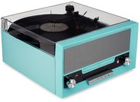 ClearClick All-in-One Turntable with CD Player, FM Radio, Bluetooth, Aux-in, & USB - Vintage Retro Modern Design (Turquoise)
