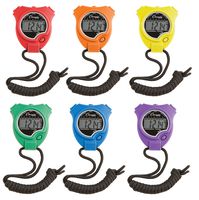 Champion Sports 910SET Stopwatch Timer Set: Waterproof, Handheld Digital Clock Sport Stopwatches with Large Display for Kids or Coach - Bright Colored 6 Pack