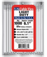 US Cable Ties LD6N1000 6-Inch Light Duty Cable Ties, Natural, 1000-Pack