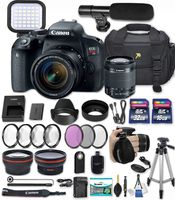 Canon EOS Rebel T7i 24.2 MP DSLR Camera with Canon EF-S 18-55mm f/4-5.6 IS STM Lens + 32GB & 16GB Memory Cards + LED Video Light + Shotgun Condenser Microphone + Premium Accessory Bundle