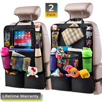 Helteko Backseat Car Organizer - Kick Mats Back Seat Protector with 10" Tablet Holder - Car Back Seat Organizer for Kids - Car Travel Accessories - Kick Mat with 8 Storage Pockets (2 Pack)