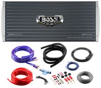 BOSS Audio Systems AR2500MK Car Amplifier and 8 Gauge Wiring Kit - 2500 Watts Max Power, 2 4 Ohm Stable, Class AB, Monoblock, Mosfet Power Supply, Remote Subwoofer Control